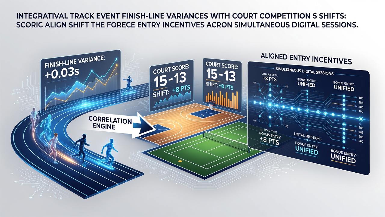 Datenvisualisierung zeigt Ziellinien-Varianzen bei Laufevents und ihre Verbindung zu Punkteverschiebungen in Court-Wettbewerben auf digitalen Interfaces