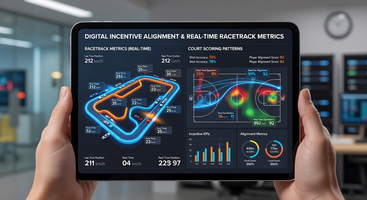 Digitale Schnittstellen zeigen Echtzeit-Metriken von Rennstrecken und Court-Scores auf mobilen Geräten