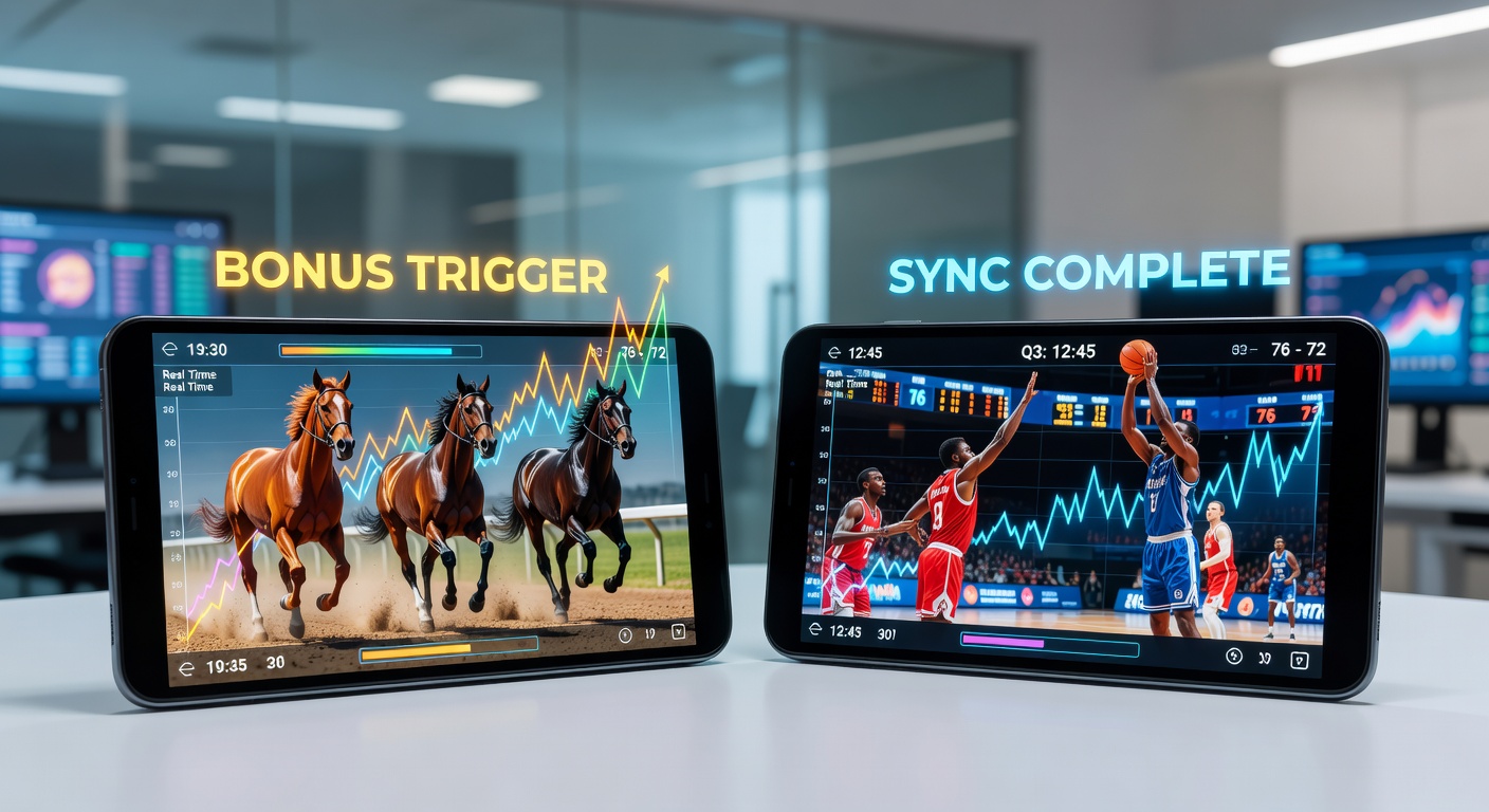 Mobile Plattform zeigt simultane Live-Wetten auf Pferderennen und Basketball mit Bonus-Trigger-Anzeigen